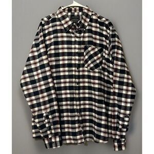 Jackson Hole Mens Button Down Flannel Shirt Sz‎ Large Blue & White & Red